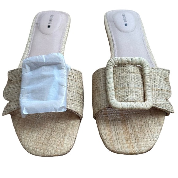 SOLD:Birdies Women's The Kiwi Raffia Sandal - Tan, 8US - Picture 4 of 11